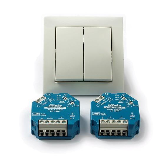 patroon Voorbereiding Treble Perfecte, goedkope Duo LED dimmer: Eltako EUD61NPN-UC, Dubbele dimmer