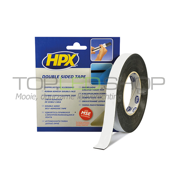 Dubbelzijdig foam tape, 12 mm, zwart