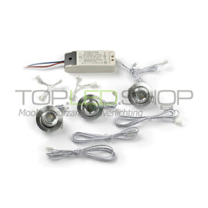 LED Mini spot Lamp, 3W, warmwit, dimbaar, alu, set