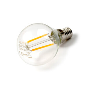 LED Lamp 230V, bol, 2W, Filament, Warmwit, E14, helder