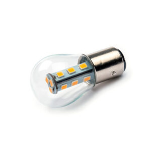 LED Lamp 12V, 2W, BAY15D, Warmwit, bol, dimbaar